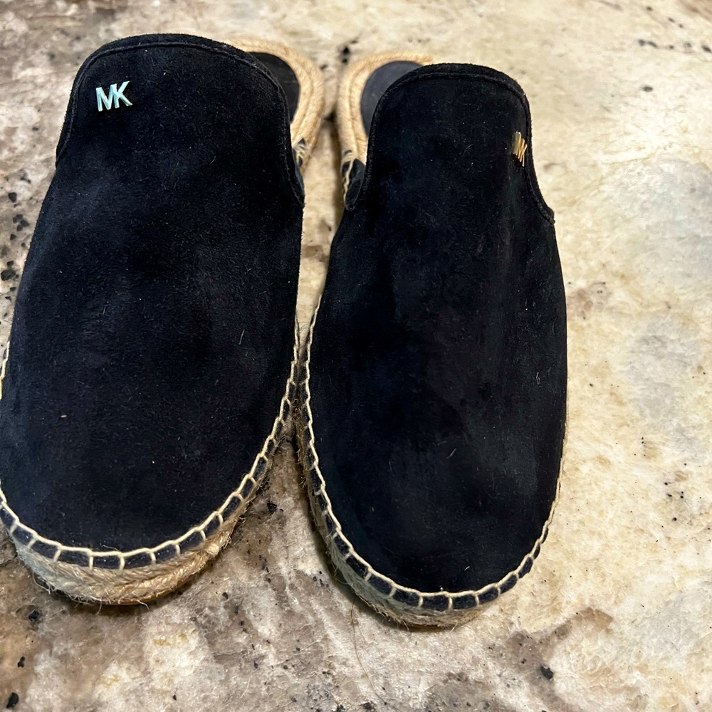 Navy blue Michael Kors slide espadrilles